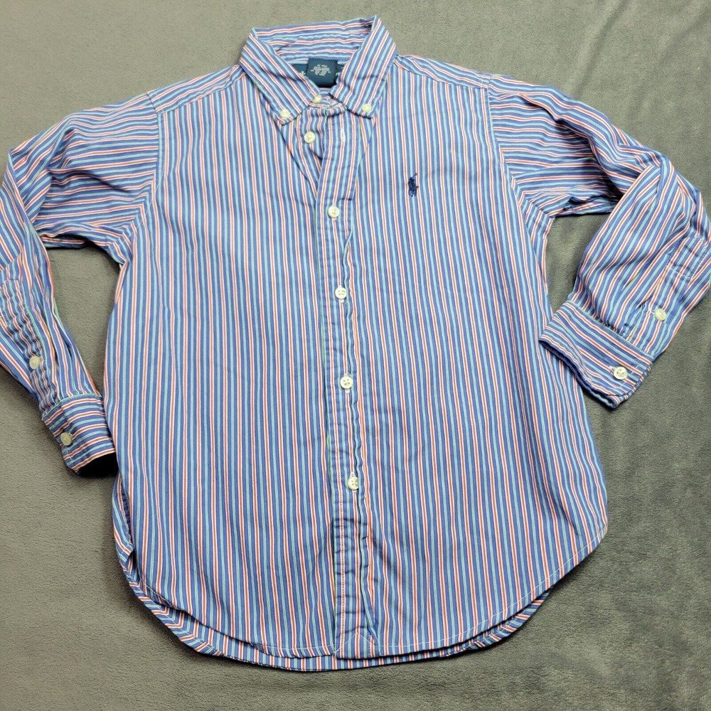 Ralph Lauren Boys Striped Button-Down Shirt Size 5 Long Sleeve Cotton Multicolor